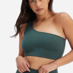 Girlfriend Collective Bianca Hunter Green One Shoulder Sports Bra Size L